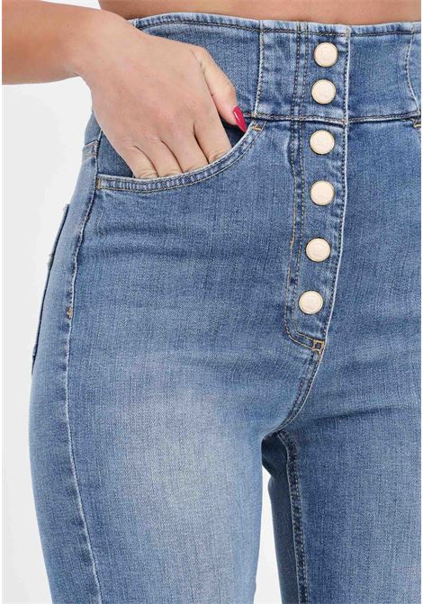 Women's palazzo jeans with Blue Vintage buttoning ELISABETTA FRANCHI | PJ43S41E2139